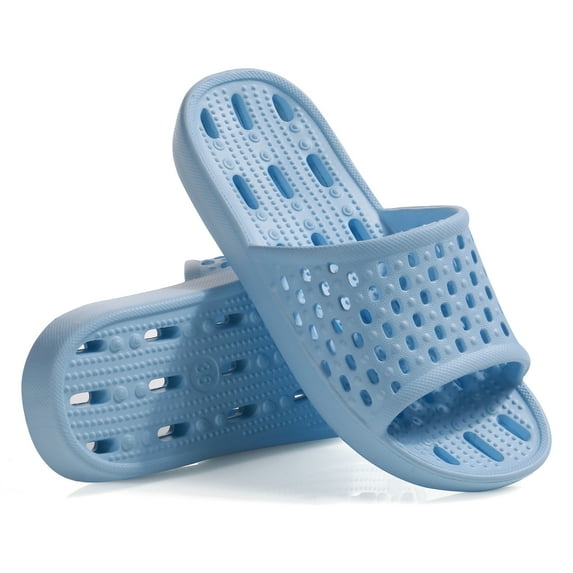 Shower Sandals Women Men Quick Drying Bath Slippers Non Slip Dorm Shoes Blue, Size 9