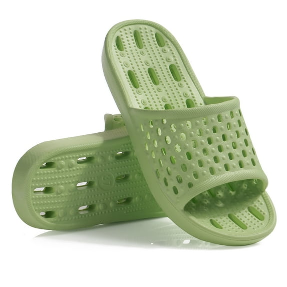 Shower Sandals Women Men Quick Drying Bath Slippers Non Slip Dorm Shoes Green, Size 13
