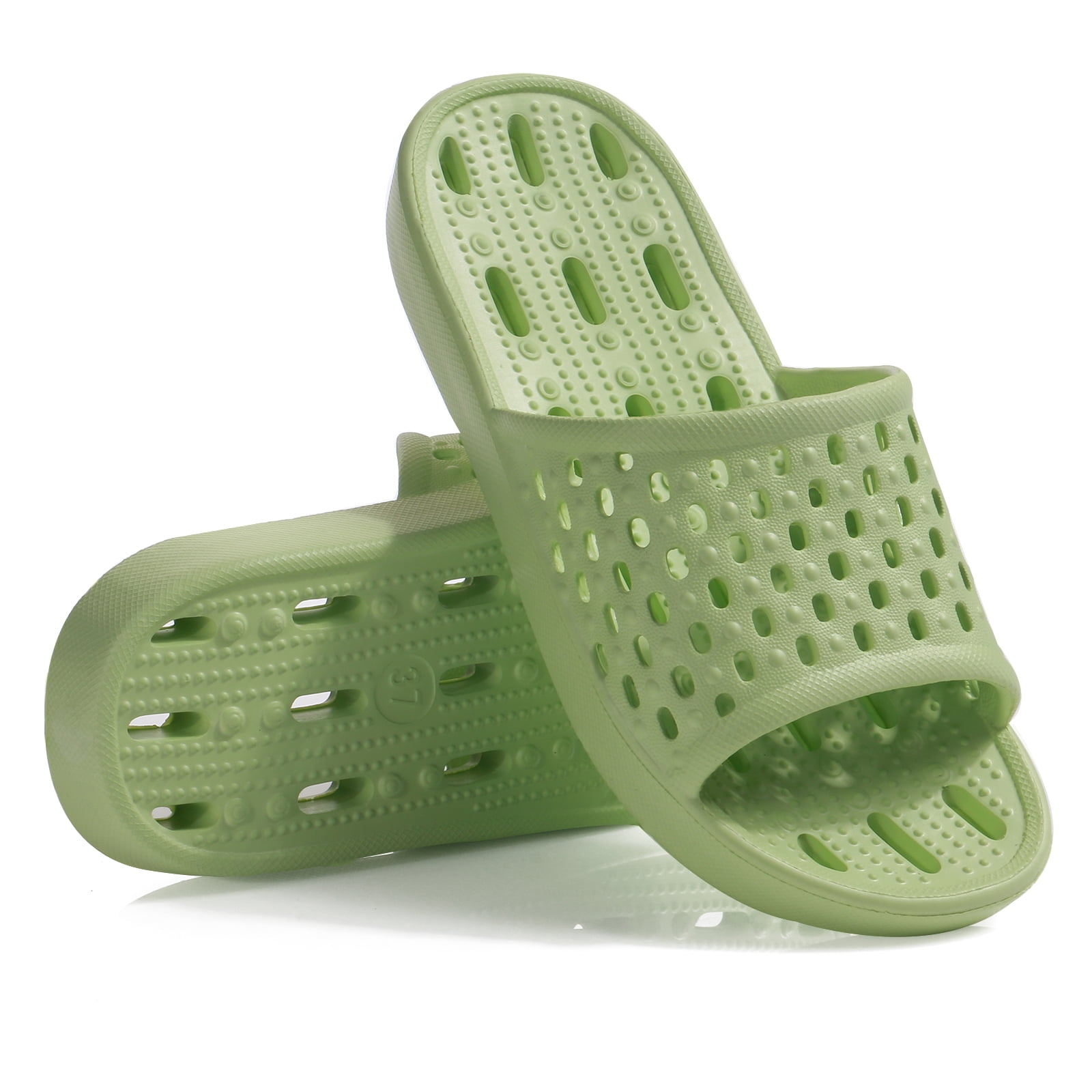 Shower Sandals Women Men Quick Drying Bath Slippers Non Slip Dorm Shoes Green, Size 7