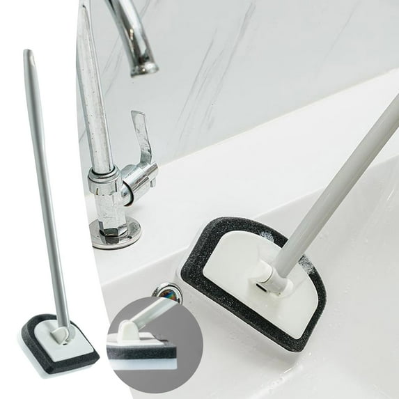 Shower Scrub Brush,Extendable Long Handle Bathroom Glass Sponge Cleaner,Multi-Angle Tub & Tile Power Scrubber,PP Grey,bathroom scrubber,shower brush,White,1PC