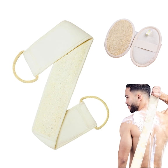 Shower Scrubber Set,Portable Exfoliating Loofah Sponge for Home,Natural Loofah Back Scrubber Straps,Luffa Scrubber to Cleaning Body