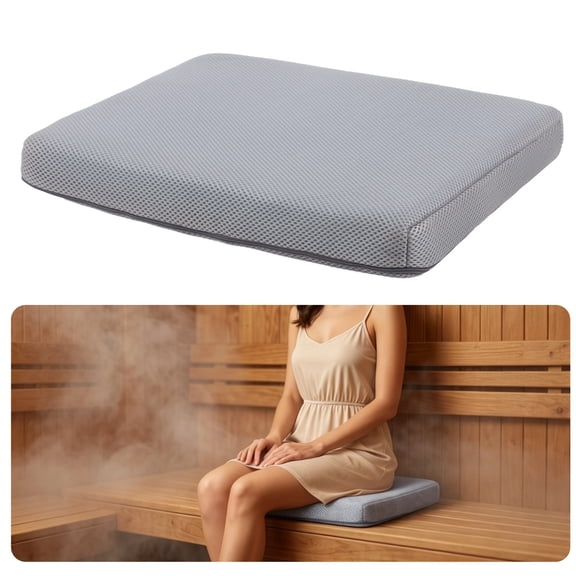Shower Seat Pad, 16 x 12 x 2 Inches Gray Mesh Cushion for Benches, Breathable Sauna Seat Pad with 45d High Density Foam, Anti-Slip Soft Water-Repellent Padding for Bathroom, Car, Spa