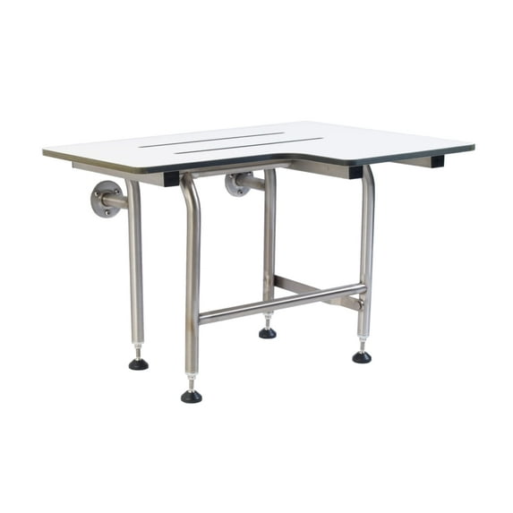 Shower Seat Resin With Legs, ADA Heavy Duty Shower Chair For Inside Shower 600lbs | 304 Stainless Steel | Shower Chair For Elderly And Disabled | Folding Shower Seat Wall Mounted | 34.5”x21” Left Hand