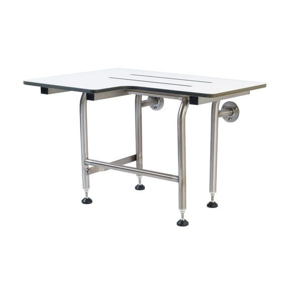 Shower Seat Resin with Legs, ADA Heavy Duty Shower Chair for Inside Shower 600lbs | 304 Stainless Steel | Shower Chair for Elderly and Disabled | Folding Shower Seat Wall Mounted | 32”x21” Right Hand