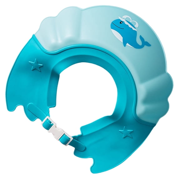 Shower Shampoo Cap, Wash Visor Hat, Water Shield For Eyes Ears, Adjustable Bathing Head Rinser Shield (Blue)
