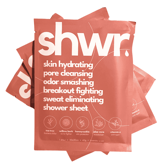 Shwr - Body Wipes, Extra Large 12"x12", 10 Count, Individually Wrapped for Gym, Travel, Camping