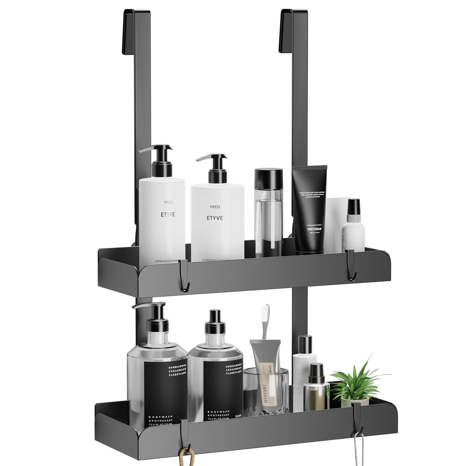 Hanging Shower Caddy Khhdgfhh Adjustable Anti-Slip Shower Caddy Over Head Rustproof Bathroom Hanging Organizer 2 Hooks Razor Drilling Shelves Storage Rack 3 Tier Grey Rustproof Shower Caddy 7 thumbnail image