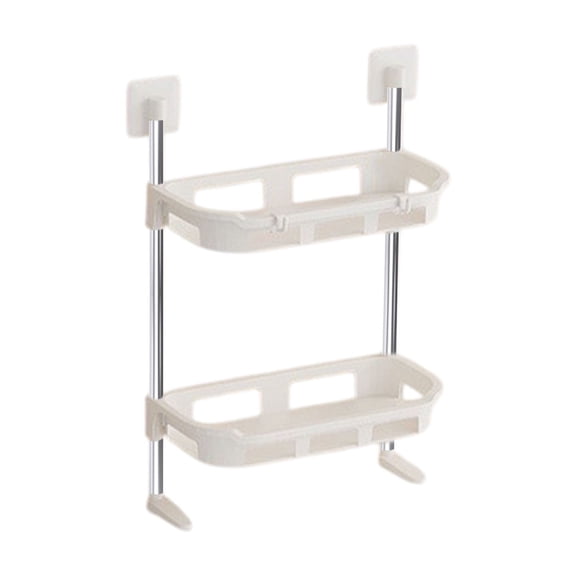Shower Shelves Bathroom Storage Rack Floor Standing 2-Layer Storage Rack Bathroom,Solid Structure and Strong Load-Bearing Capacity,13.39x24in(White)