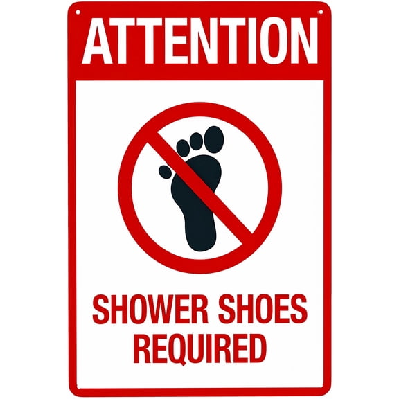 Shower Shoes Required Sign - 8"x12" Retro Aluminum Pool Rule Sign, Vintage Metal Tin Decor for Home Pool Club Hotel Outdoor