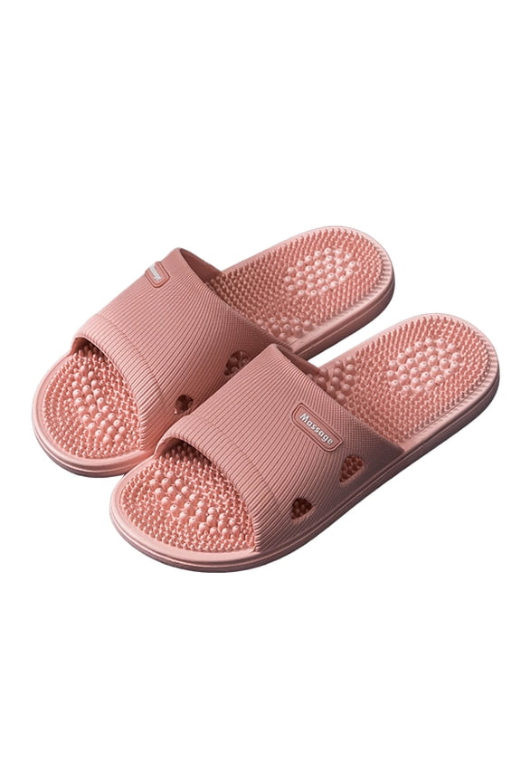 Shower Shoes for Women Men Lightweight Solid Color Massage Slippers Open Toe Indoor Slip on Slides Sandals Casual Flat Shoes Red Size 8.5