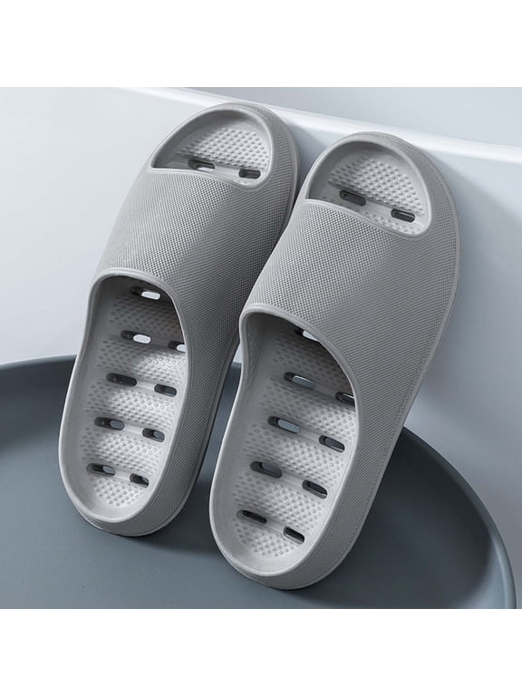 Shower Shoes for Women and Men with Drain Holes Massage Slide Sandals Anti- Pool Slides Spa Slippers (Light Gray 43)