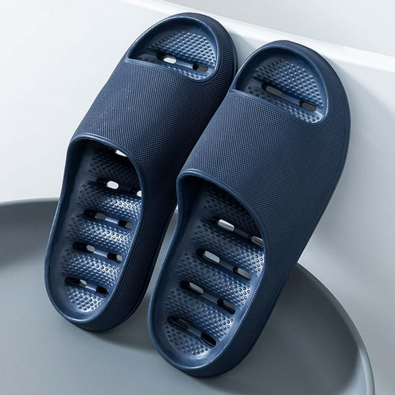 Shower Shoes for Women and Men with Drain Holes Massage Slide Sandals Anti- Pool Slides Spa Slippers (Navy 41)