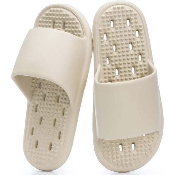 Shower Shoes with Drain Holes Massage Granules for Women Men Gym Shower Slippers Slides Quick Drying Bathroom Beach Sandals Lightweight Anti-slip