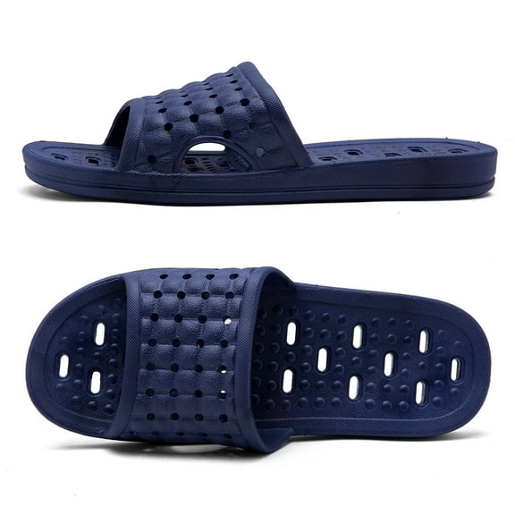 Shower Shoes with Drainage Holes, Quick-Drying Non-Slip Slippers Dormitory Home Bathroom Slippers Unisex Blue EU 41-42