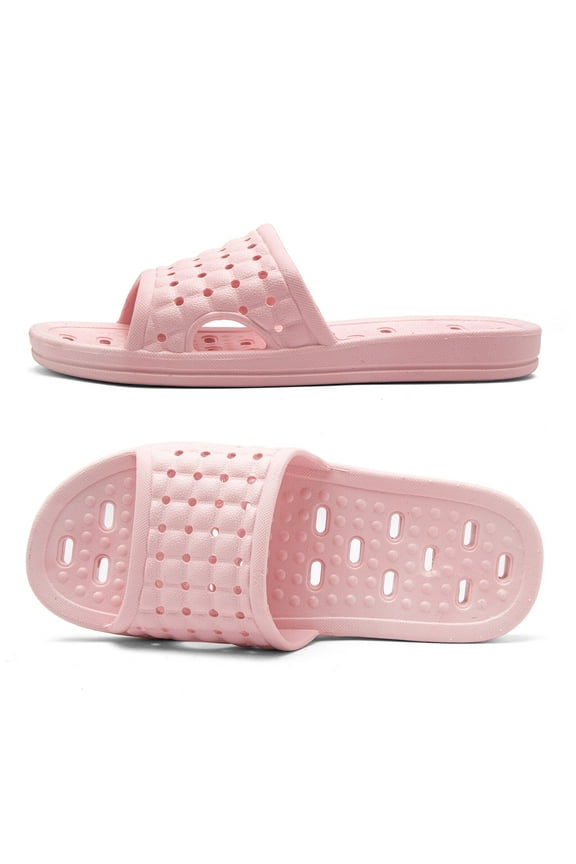 Shower Shoes with Drainage Holes, Quick-Drying Non-Slip Slippers Dormitory Home Bathroom Slippers Unisex Pink EU 37-38