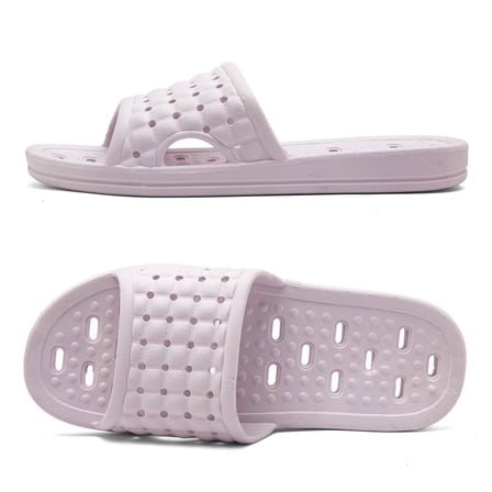 Shower Shoes with Drainage Holes, Quick-Drying Non-Slip Slippers Dormitory Home Bathroom Slippers Unisex Purple EU 35-36