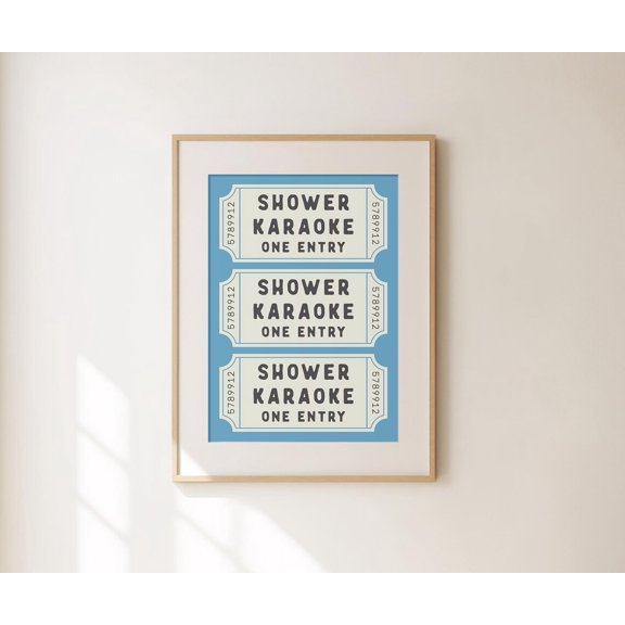 Shower Singing Ticket Shower Singing Retro Style Wall Art Unframed Paper Print