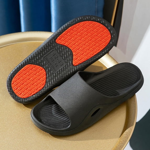 Shower Slides For Men Summer Indoor Outdoor Bathroom Slippers Anti Slip Home Pool Shoes Casual Quick Dry Comfort Footwear Pool House Comfort Simple Lounge Time Black 7.5-8.5