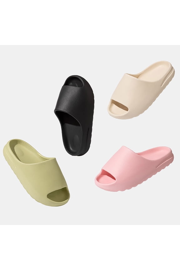 Shower Slippers Non Slip Girl's Ruffle Single Band Slides Slippers PU Leather Open Toe Slip on Slippers Girls Sandals Size 1 Kids Flip Flops Size 13