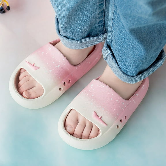 Shower Slippers Non Slip Girl's Twist Front Slip on Slippers Y2k Ruched PU Leather Open Toe Flat Sandals White 6.5 Toddler Boy Sandals Size 7