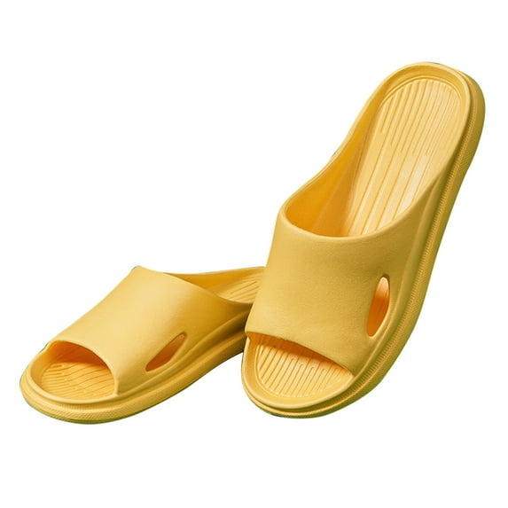 Shower Slippers Quick Dry Non Slip Bathroom House Shoes Unisex Cozy Slide Slippers Slipper for Women Men, Yellow 8.5