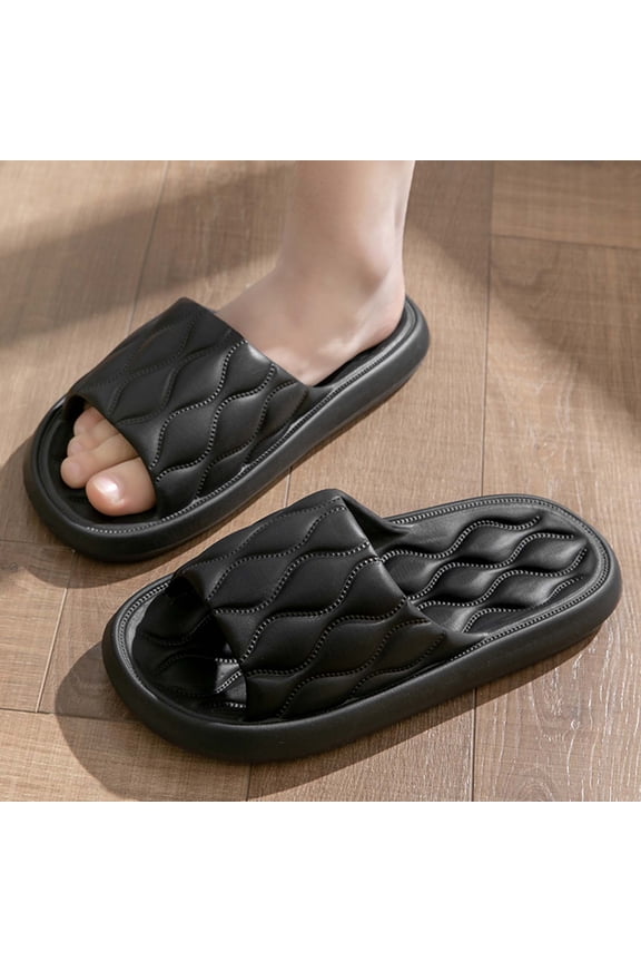 Shower Slippers for Women and Men Wavy Textured Eva Foam Shower Slippers Open Toe Platformed Shower Slippers Bathroom Gym Poolside Beach Footwear