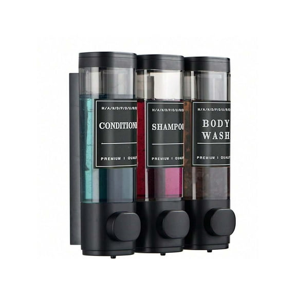 Shower Soap Dispenser Wall Mounted No Drill Shampoo Dispenser For Shower Wall Shampoo And Conditioner Dispenser Bathroom Hotel 3  300ml Chrome With Labels