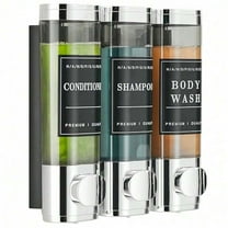 Shower Soap Dispenser Wall Mounted No Drill Shampoo Dispenser For Shower Wall Shampoo And Conditioner Dispenser Bathroom Hotel 3 300ml Chrome With Labels