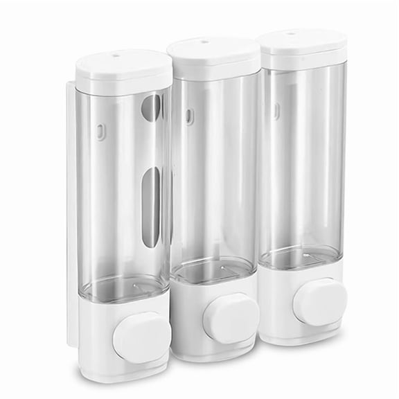 Shower Soap Dispenser Wall Mounted , Shampoo and Conditioner Dispenser,Shower Shampoo Dispenser 3 Chamber,1pcs x Shower Dispenser,White & Transparent