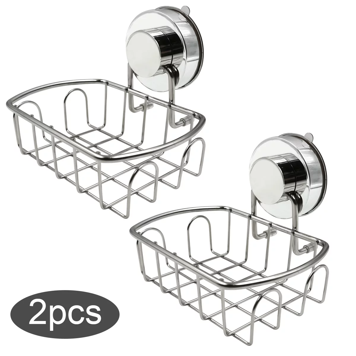 Shower Soap Holder, 2 Pack, Stainless Steel Soap Dish Basket, Vacuum