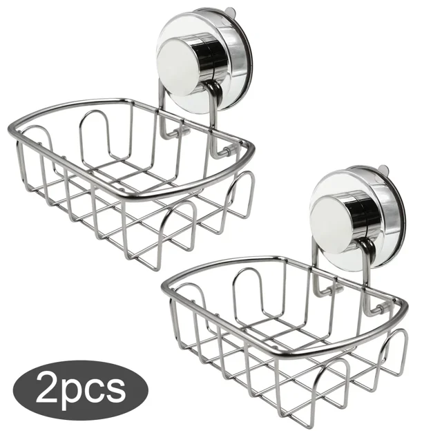 Shower Soap Holder, 2 Pack, Stainless Steel Soap Dish Basket, Vacuum
