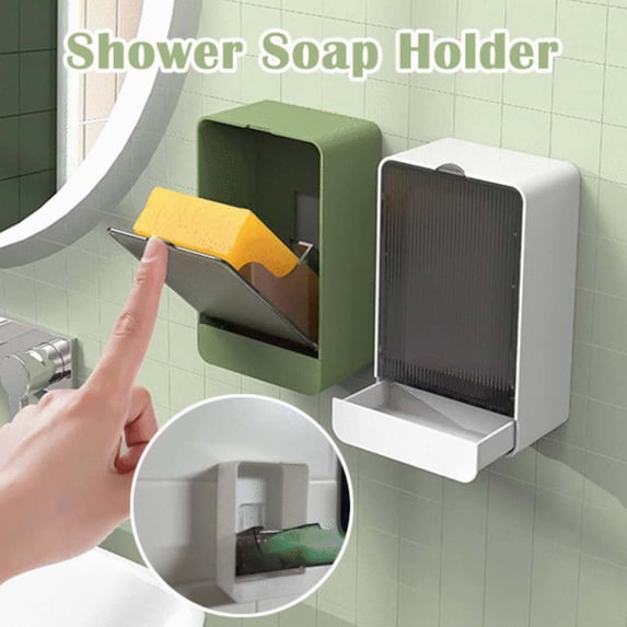 Shower Soap Holder Wall Mounted Drip Soap Box with Cover for Bathroom Countertop Organization and Easy Cleaning Perfect for Modern Home Showers and Guest Bathrooms Topliu