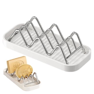 Shower Soap Shampoo Bar Holder, Stainless Steel Self Draining Bathroom Soap Dish Holder with Water Tray, Shower Caddy for Shampoo Bars, Conditioner Bars & Soap (7.4"×3.2")