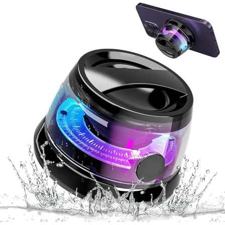 Shower Speaker Bluetooth Waterproof, Portable Cell Phone Stand Bluetooth Speaker, IPX7 Waterproof Mini Wireless Speaker with LED Light, Bluetooth 5.3 Wireless Stereo, for Home, Outdoors, Pool