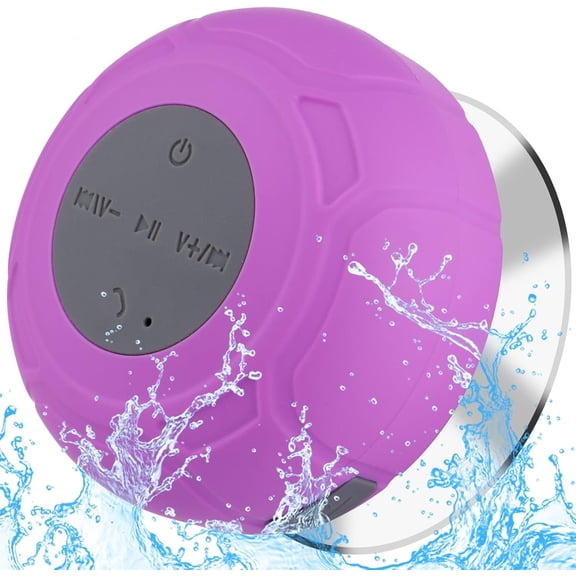 Shower Speaker Portable Water-Resistant Speaker Suction Cup,Built-in Mic Speakerphone for Phone Tablet Bathroom Kitchen - Purple