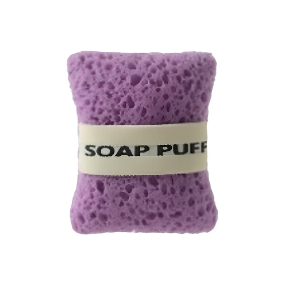 Shower Sponge, Soap Bath Sponge with Soap Holder and Strap, 4.9x4.1 inch Body Deep Scrubber Cleansing Sponge for Men Women, MultiPurpose Soft Foaming Bath Glove, Durable Bathing Accessories,Purple