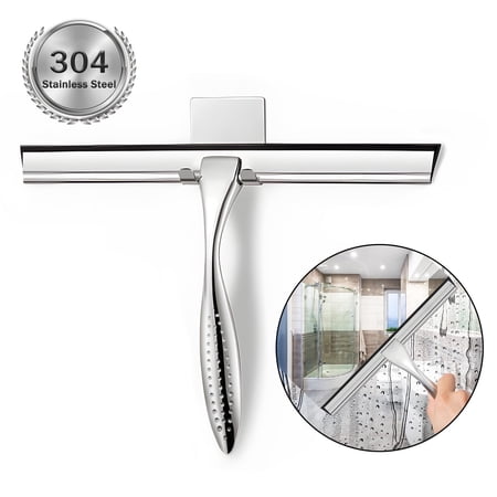 Aovky Shower Squeegee , 10 Inches All-Purpose Stainless Steel for Glass Doors, Bathroom Squeegee Cleaner