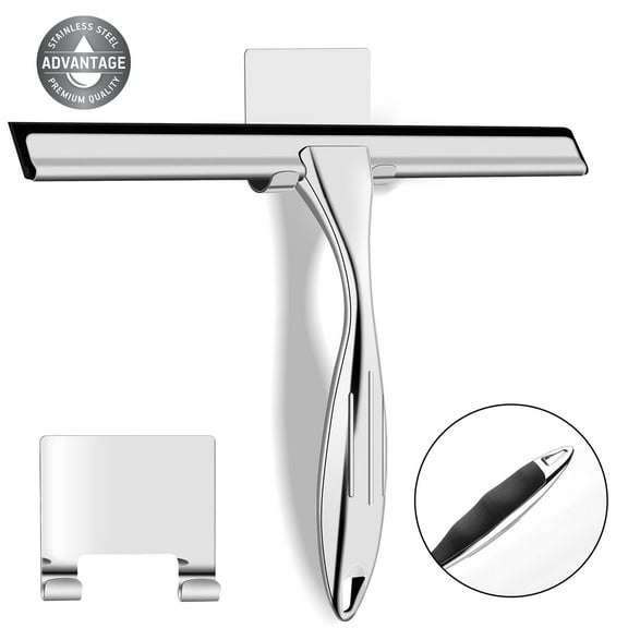 Aovky Shower Squeegee for Glass Doors, 10 Inches Stainless Steel Bathroom Squeegee, All-purpose Shower Squeegee for Bathroom Cleaner for Mirror Tile Wall Car Window