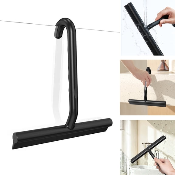 Shower Squeegee for Glass Doors - 8 Inch Ergonomic Round Grip, All-in-One Silicone Design with Built-in Hook Design for Easy Hanging, Efficient for Bathroom, Tile Wall, Car