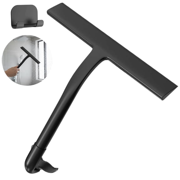 Shower Squeegee for Shower Doors with Hook, All-Purpose Silicone Window Squeegee Glass Cleaning Tool, 8.3 x 8.7 in Wipe Scraper for Bathroom Tile, Mirror, Car Windshield