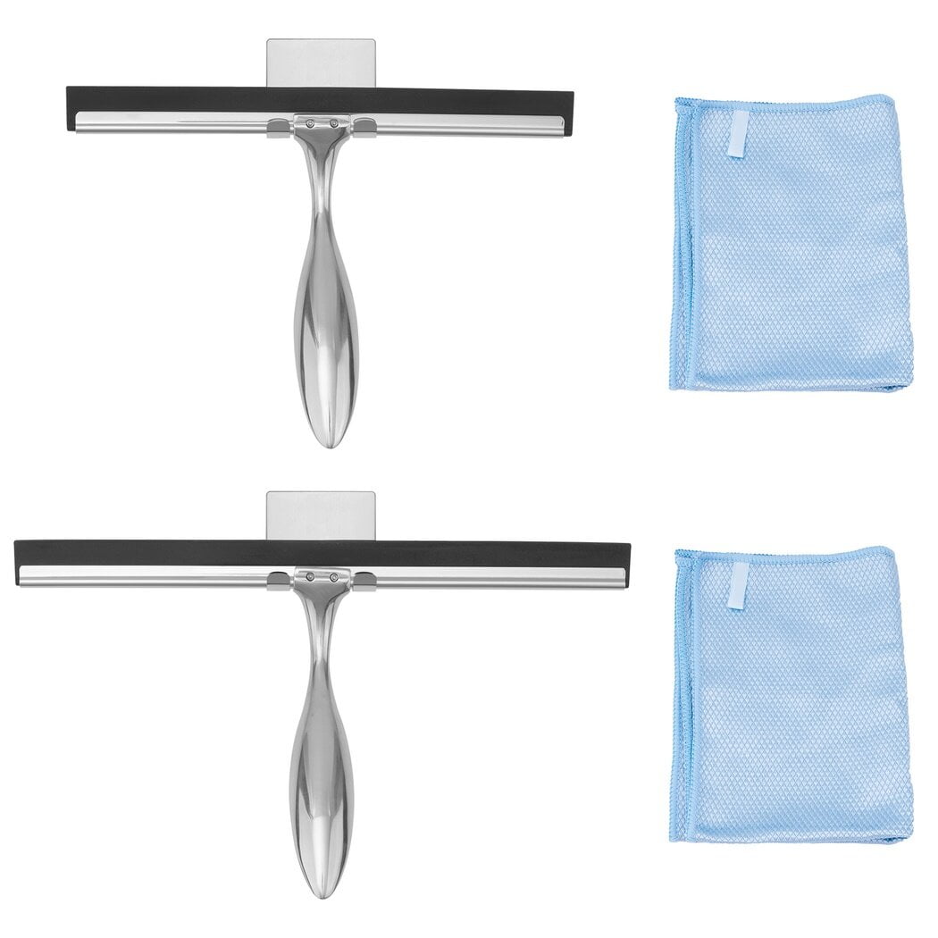 Shower Squeegees for Glass Doors, 2 Packs Window Squeegees with Wall Hook Holders And Superfine