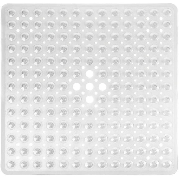 Shower Stall Mat Non Slip, 21x21 Inch, Soft Square Bath Mat for Shower with Suction Cups and Drain Holes, Stall Floor Mats for Bathroom, Machine Washable, Bathroom Accessories