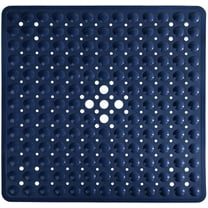 Shower Stall Mat Non Slip,21x21 Inch,Soft Square Bath Mat for Shower with Suction Cups and Drain Holes,Stall Floor Mats for Bathroom,Machine Washable,Bathroom Accessories,Navy Blue