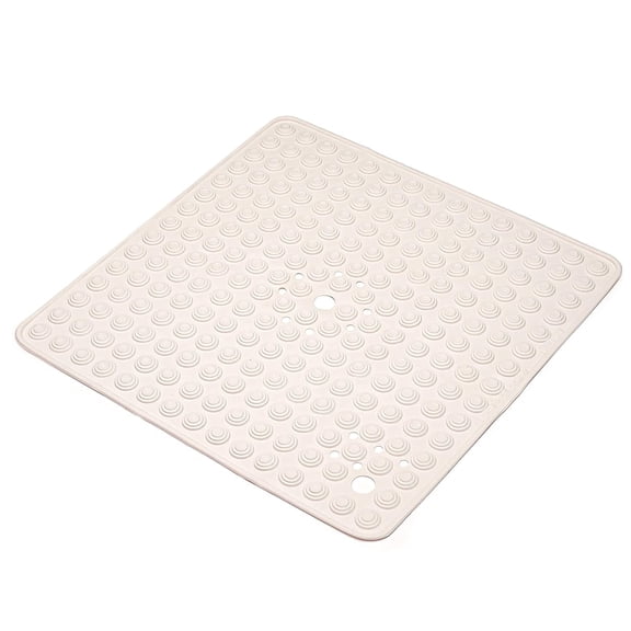 Shower Stall Mat Without Suction Cups for Refinished and Reglazed Surface, Made in Italy, 24" x 24", Soft White Vinyl