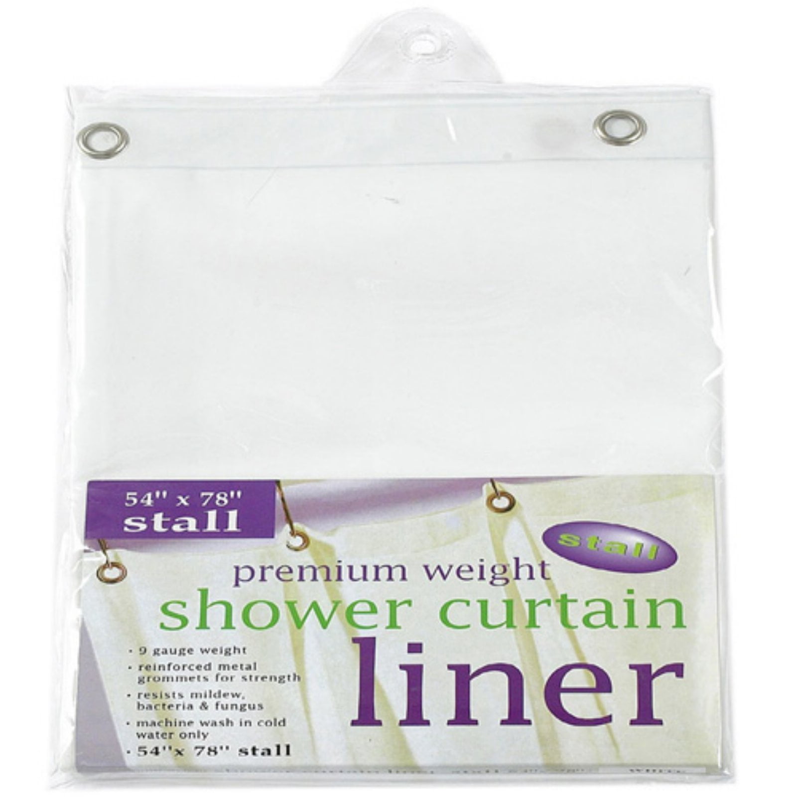 Shower Stall-Sized, 8 Gauge Vinyl Shower Curtain Liner in White