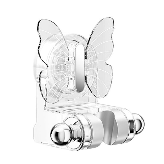 Shower Stand with Suction Cup, No Drill Wall Mount for Shower Head, Adjustable ABS Shelf with Hooks (Clear)