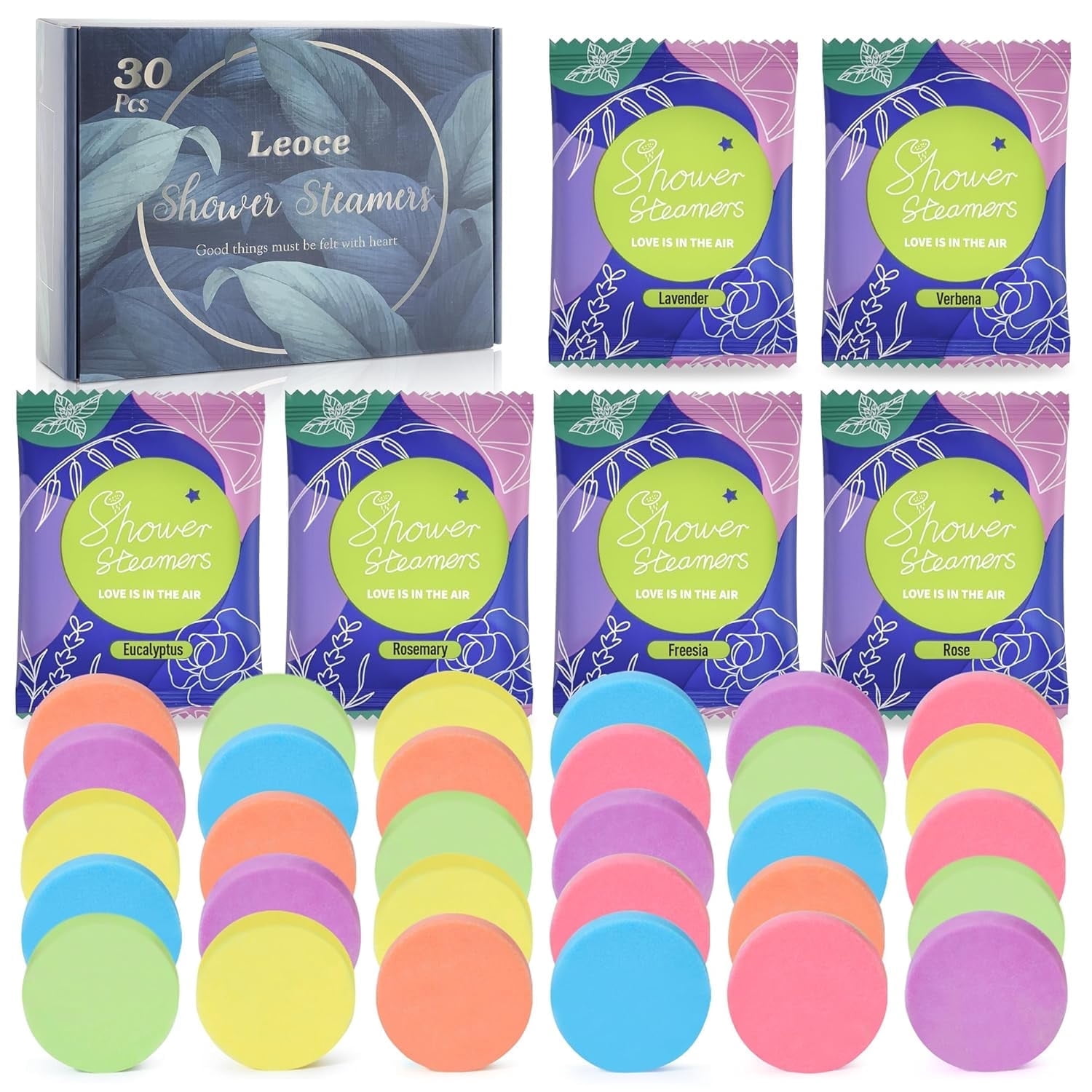 Shower Steamers, 30PCS Natural Aromatherapy Shower Steamers, Vaporizing Steam Spa Experience, Shower Bombs with Essential Oils for Relaxation