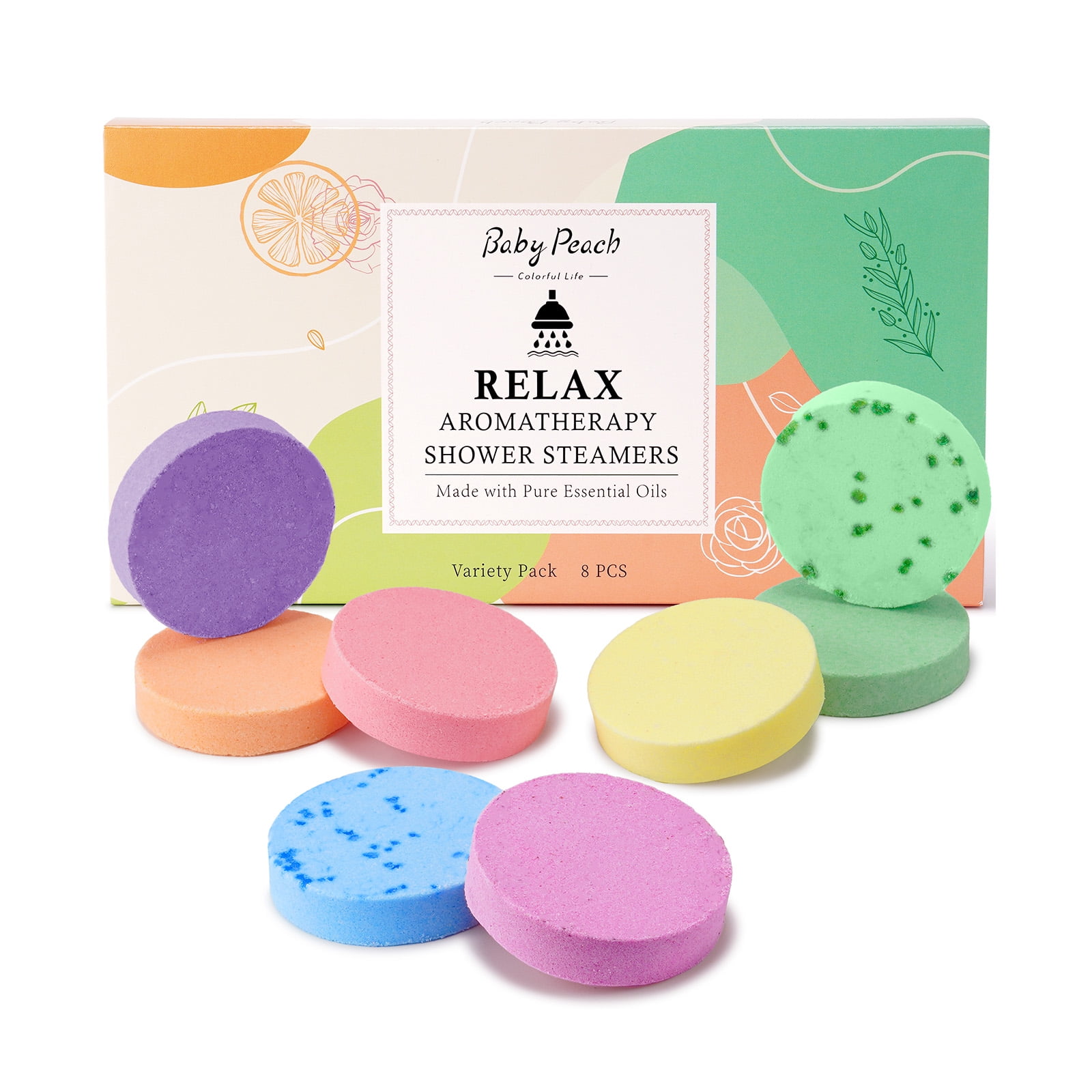 BABYPEACH 8PCS Aromatherapy Shower Steamers - Essential Oils, Home SPA & Stress Relief - Walmart.com