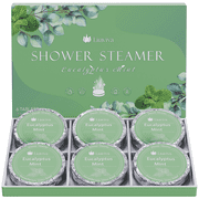 Liraviva Eucalyptus Mint Shower Steamers – Menthol Aromatherapy Tablets for Sinus & Congestion Relief – Gift Set for Men & Women (6 Pack)