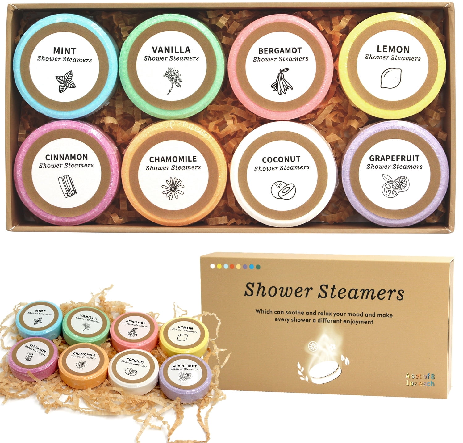 Shower Steamers Aromatherapy - 8 Pcs Shower Bombs with Essential Oil ...